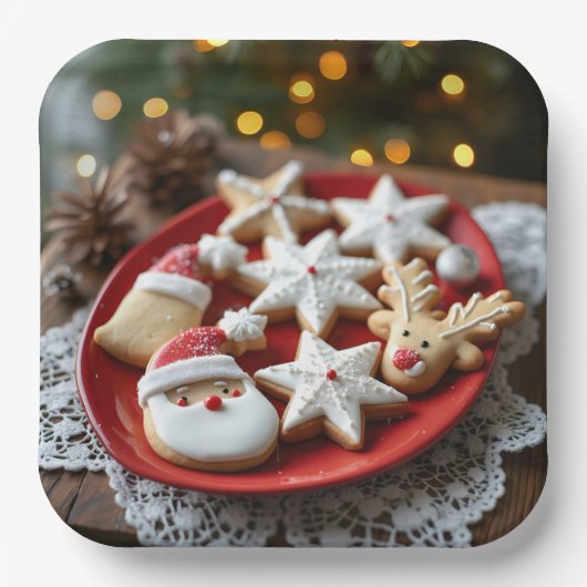 Fancy kerstkoekjes papieren bordje (Voorkant)