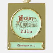 Fancy kerstontwerp verguld banner ornament (Voorkant)