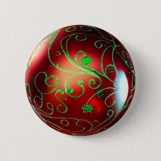 Fancy kerstversiering ronde button 5,7 cm (Voorkant)