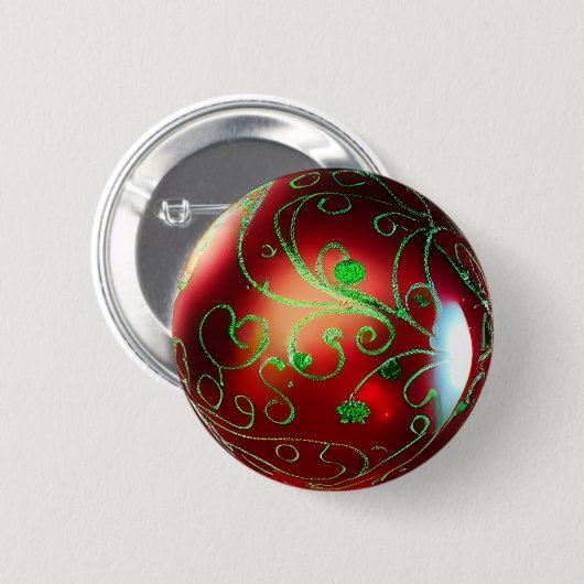 Fancy kerstversiering ronde button 5,7 cm (Voorkant /achterkant)