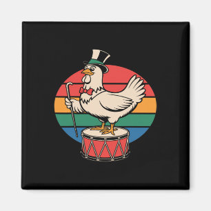 Fancy Kip Drumming Retro Regenboog Marching Nd Magneet