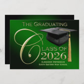 Fancy Klasse van 2025 Groene Afstuderen Aankondigi Kaart (Voorkant / Achterkant)