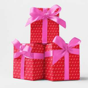 Fancy klassieke kalligrafie Monogram Bright Red Cadeaupapier