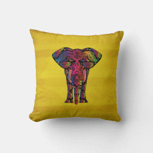 Fancy kleuren voor ornamental elphant Design Bold Kussen