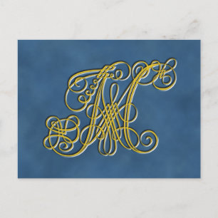 Fancy koninklijk monogram letter M Briefkaart