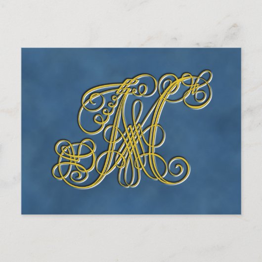 Fancy koninklijk monogram letter M Briefkaart (Voorkant)