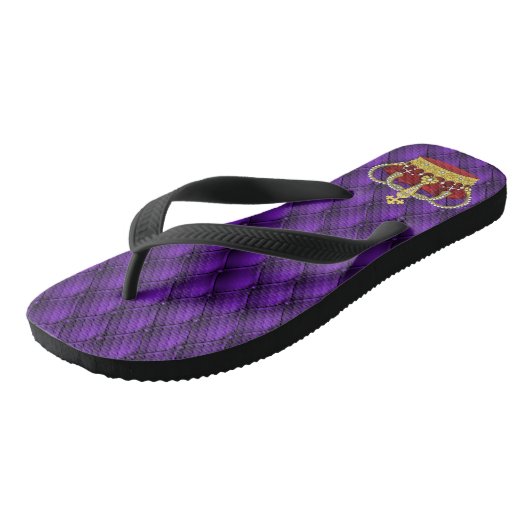 Fancy koninklijk Paars en kroon Teenslippers (Schuin)