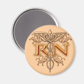 Fancy koper Caduceus RN Nurse Magneet (Voorkant / Achterkant)