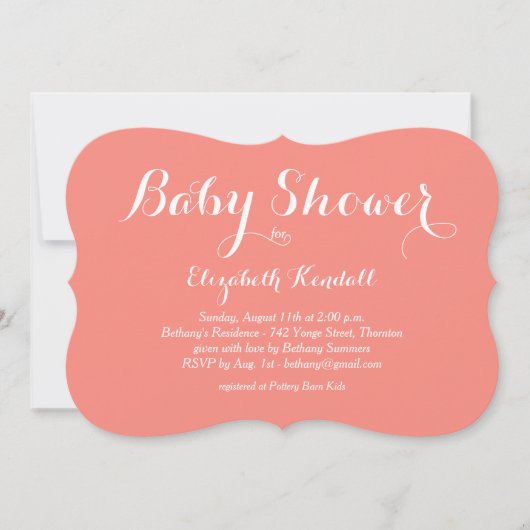 Fancy koraal Baby shower Kaart (Voorkant)