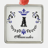 Fancy kroonmonogram A Metalen Ornament (Voorkant)