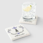 Fancy kroonmonogram A Stenen Onderzetter (Zijkant)