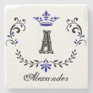 Fancy kroonmonogram A Stenen Onderzetter