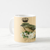 Fancy kroonvogel op strand koffiemok (Voorkant links)