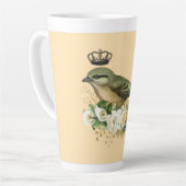 Fancy kroonvogel op strand latte mok (Linkerhoek)