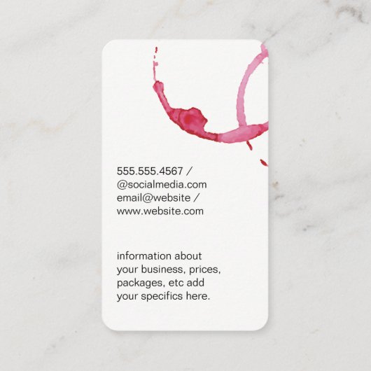 Fancy label Wijn met wijnvlek (Achterkant)