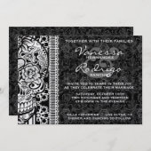 Fancy Lace Sugar Skull Day of the Dead Invitation (Devant / Derrière)