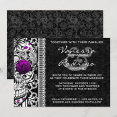 Fancy Lace Sugar Skull Day of the Dead Invitation (Devant / Derrière)