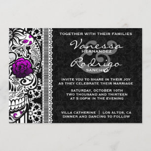 Fancy Lace Sugar Skull Day of the Dead Invitation