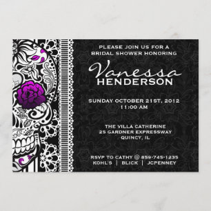 Fancy Lace Sugar Skull Day of the Dead Invitation