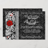 Fancy Lace Sugar Skull Day of the Dead Invitation (Devant / Derrière)