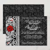 Fancy Lace Sugar Skull Day of the Dead Invite Kaart (Voorkant / Achterkant)