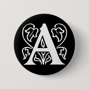 Fancy letter A Ronde Button 5,7 Cm