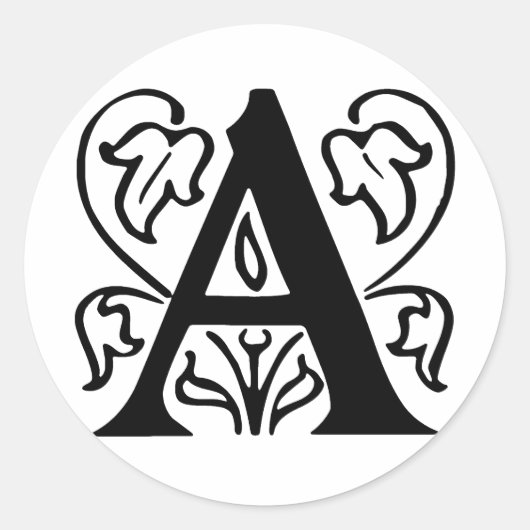 Fancy letter A Ronde Sticker (Voorkant)