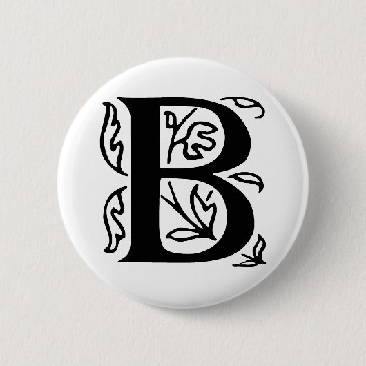 Fancy letter B Ronde Button 5,7 Cm (Voorkant)