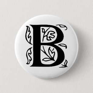 Fancy letter B Ronde Button 5,7 Cm