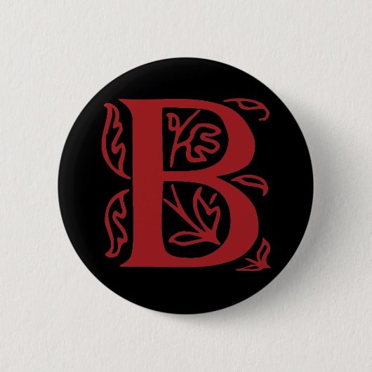 Fancy letter B Ronde Button 5,7 Cm (Voorkant)