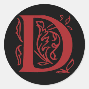 Fancy letter D Ronde Sticker