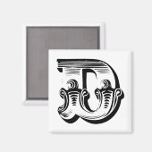 Fancy letter D vierkante magneet (Voorkant / Achterkant)