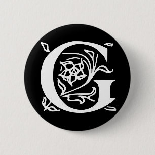 Fancy letter G Ronde Button 5,7 Cm