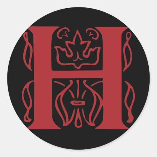 Fancy letter H Ronde Sticker (Voorkant)