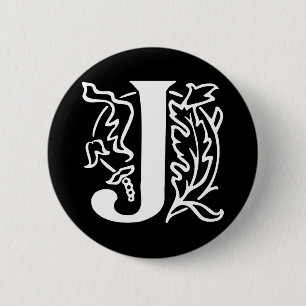 Fancy letter J Ronde Button 5,7 Cm