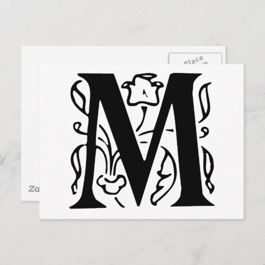 Fancy letter M Briefkaart (Voorkant / Achterkant)