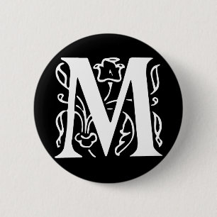 Fancy letter M Ronde Button 5,7 Cm