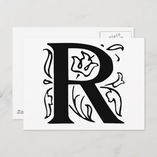 Fancy letter R Briefkaart (Voorkant / Achterkant)