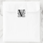 Fancy letter V Ronde Sticker (Tas)