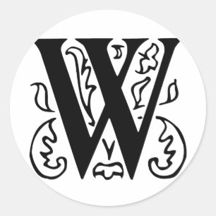 Fancy letter W Ronde Sticker
