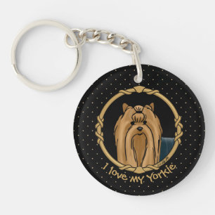 Fancy Lijst Yorkshire Terrier Yorkie Portrait Cute Sleutelhanger