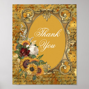 Fancy  Lijst Zonnebloem Hartelijk dank Poster
