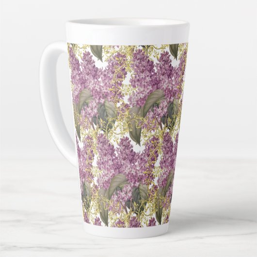 Fancy Lilacs Paarse Flower Latte Mok (Linkerhoek)