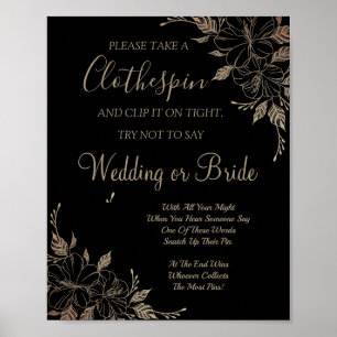 Fancy Lines Clothespin vrijgezellenfeest game sign Poster