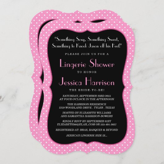 Fancy Lingerie Shower Invitations (Devant / Derrière)