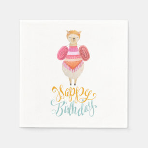 Fancy Llama Birthday Paper Servet