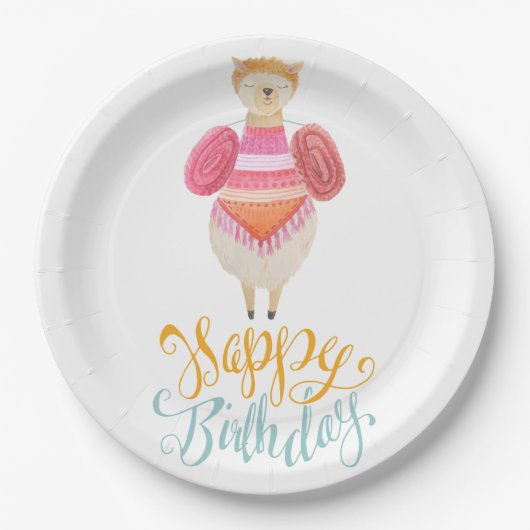 Fancy Llama Birthday Papieren Bordje (Voorkant)