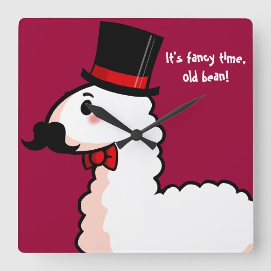 Fancy Llama Clock Vierkante Klok (Voorkant)