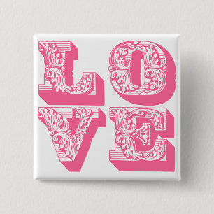 Fancy Love Square Pin Vierkante Button 5,1 Cm
