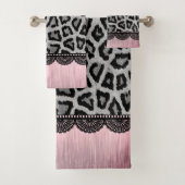 Fancy luipaard en kant met roze blindheid bad handdoek (Insitu)